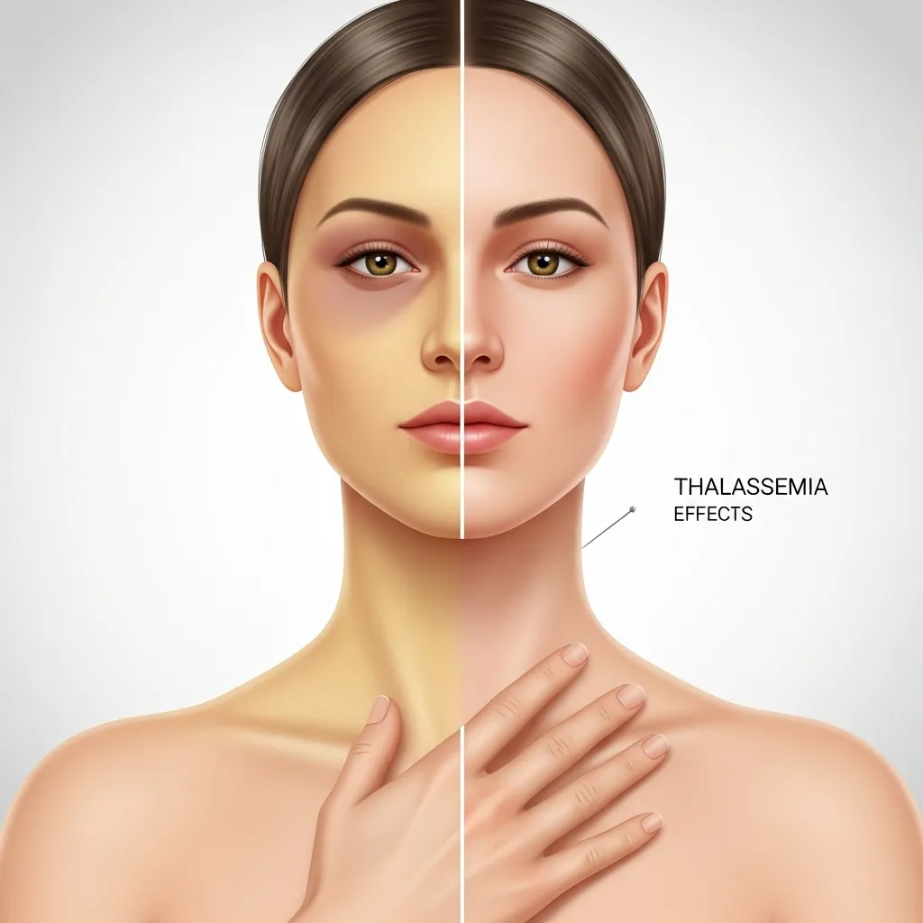 Thalassemia causes pale and yellow skin changes